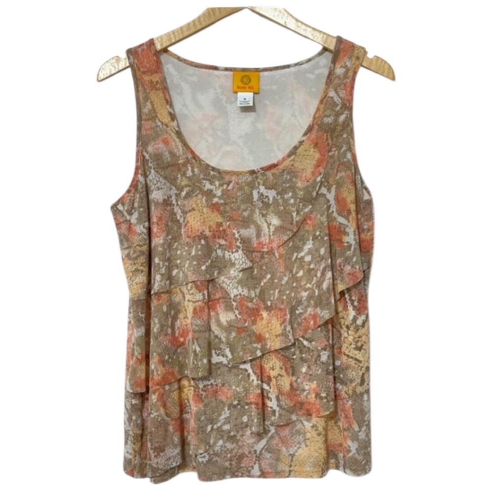 Ruby Rd Womens Layered Ruffle Mesh Tank Top